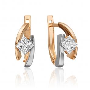 Серьги из комбинированного золота Platina с фианитом 02-4543-00-501-1111-38 фото
