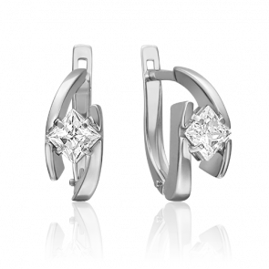 Серьги из белого золота Platina с фианитом 02-4543-00-501-1120-38 фото
