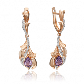 Золотые серьги Platina с топазом и аметистом 02-4546-00-225-1110-57 фото