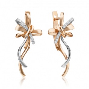 Серьги из комбинированного золота Platina с фианитом 02-4548-00-401-1111-23 фото