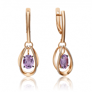 Серьги из комбинированного золота Platina с аметистом 02-4553-00-203-1111-57 фото
