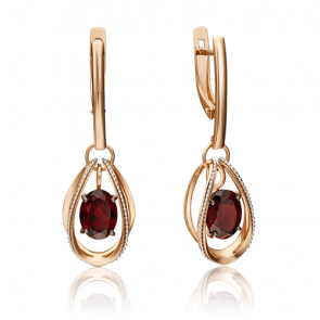 Серьги из комбинированного золота Platina с гранатом 02-4553-00-204-1111-57 фото