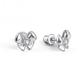 Серебряные серьги АЛЬКОР с фианитом 02-4556/00КЦ-00 фото