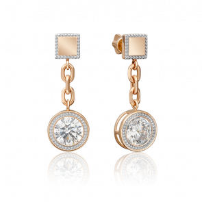 Золотые серьги Platina с фианитом 02-4557-00-501-1110-38 фото