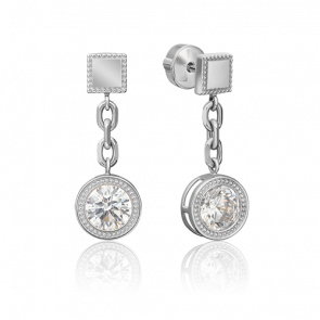 Серьги из белого золота Platina с фианитом 02-4557-00-501-1120-38 фото