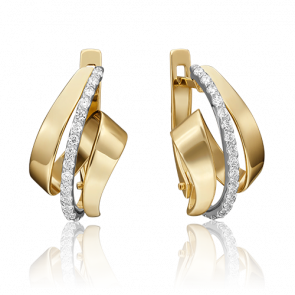 Серьги из комбинированного золота Platina с фианитом 02-4562-00-401-1121-24 фото