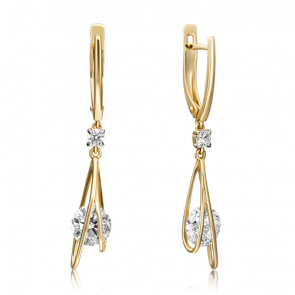 Серьги из лимонного золота Platina с фианитом 02-4564-00-501-1130-38 фото