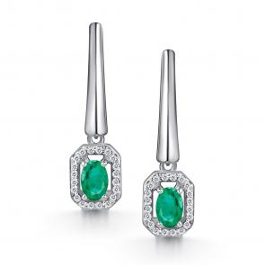 Серебряные серьги АЛЬКОР с фианитом и изумрудом 02-4564/000И-00 фото