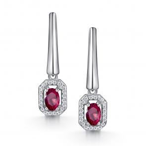 Серебряные серьги АЛЬКОР с фианитом и рубином 02-4564/000Р-00 фото