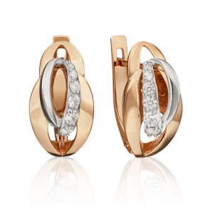 Серьги из комбинированного золота Platina с фианитом 02-4567-00-401-1111-03 фото