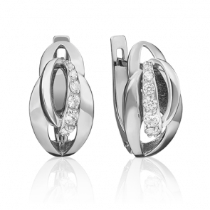 Серьги из белого золота Platina с фианитом 02-4567-00-401-1120-03 фото