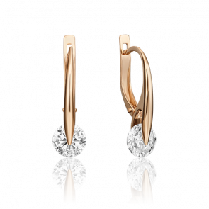 Золотые серьги Platina с фианитом 02-4568-00-401-1110 фото