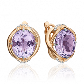 Золотые серьги Platina с топазом и аметистом 02-4569-00-225-1110-46 фото