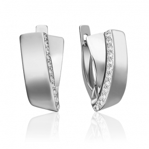 Серьги из белого золота Platina с фианитом 02-4570-00-401-1120-23 фото