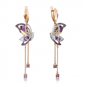 Серьги из комбинированного золота Platina с топазом и аметистом 02-4571-00-225-1111-46 фото