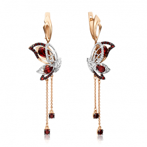 Серьги из комбинированного золота Platina с топазом и гранатом 02-4571-00-264-1111-46 фото