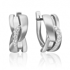 Серьги из белого золота Platina с фианитом 02-4572-00-401-1120-03 фото