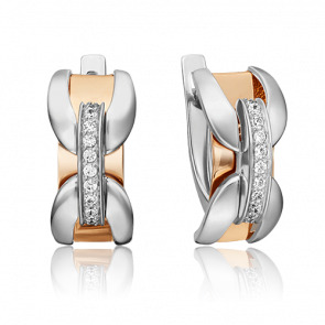 Серьги из комбинированного золота Platina с фианитом 02-4573-00-401-1111-65 фото