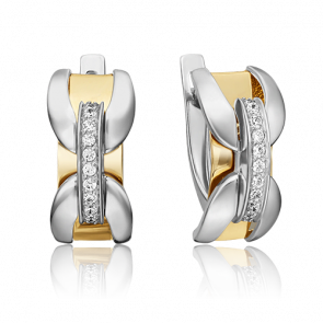 Серьги из комбинированного золота Platina с фианитом 02-4573-00-401-1121-65 фото