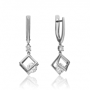 Серьги из белого золота Platina с фианитом 02-4574-00-401-1120 фото