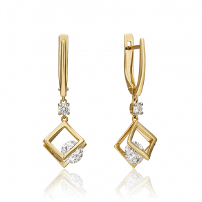 Серьги из лимонного золота Platina с фианитом 02-4574-00-401-1130 фото