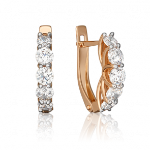 Золотые серьги Platina с фианитом 02-4581-00-401-1110 фото