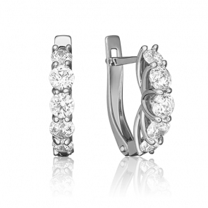 Серьги из белого золота Platina с фианитом 02-4581-00-401-1120 фото