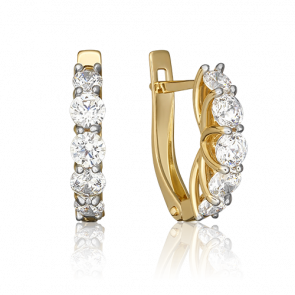 Серьги из лимонного золота Platina с фианитом 02-4581-00-501-1130-38 фото