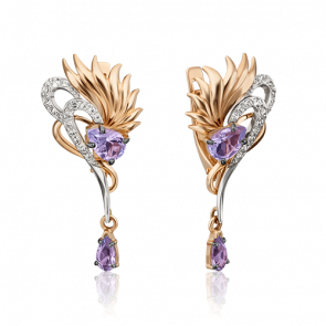 Серьги из комбинированного золота Platina с топазом и аметистом 02-4585-00-225-1111-57 фото