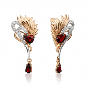 Серьги из комбинированного золота Platina с топазом и гранатом 02-4585-00-264-1111-57 фото