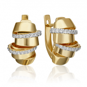 Серьги из лимонного золота Platina с фианитом 02-4586-00-401-1130-48 фото