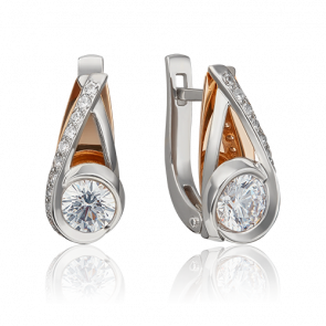 Серьги из комбинированного золота Platina с фианитом 02-4588-00-501-1111-38 фото