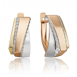 Серьги из комбинированного золота Platina с фианитом 02-4589-00-401-1140-48 фото