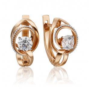 Серьги из комбинированного золота Platina с фианитом 02-4591-00-501-1111-38 фото
