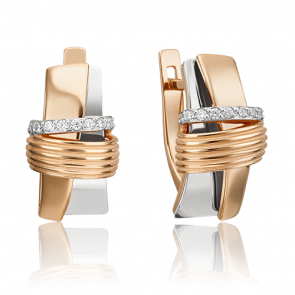 Серьги из комбинированного золота Platina с фианитом 02-4595-00-401-1111-23 фото