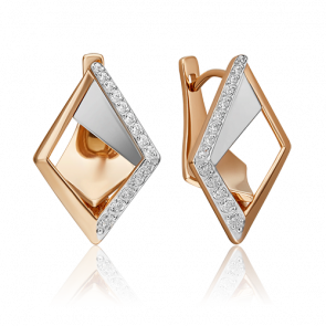 Серьги из комбинированного золота Platina с фианитом 02-4605-00-401-1111-23 фото