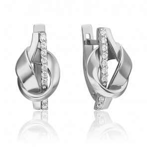 Серьги из белого золота Platina с фианитом 02-4607-00-401-1120-23 фото