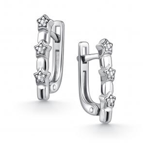Серебряные серьги АЛЬКОР с фианитом 02-4612/00КЦ-00 фото