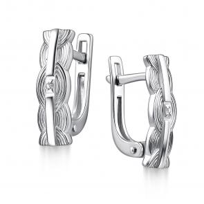 Серебряные серьги АЛЬКОР с бриллиантом 02-4618/000Б-00 фото