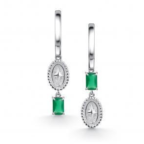 Серебряные серьги АЛЬКОР с агатом 02-4623/00АГ-00 фото