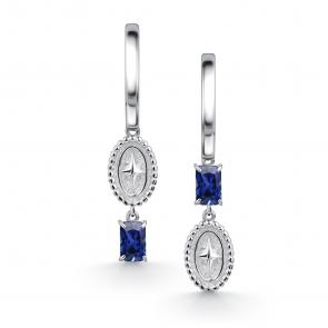 Серебряные серьги АЛЬКОР с гидротермальным сапфиром 02-4623/0ГТС-00 фото