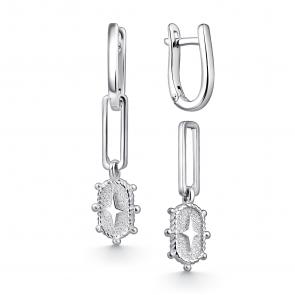 Серебряные серьги-трансформеры АЛЬКОР 02-4625/0000-00 фото