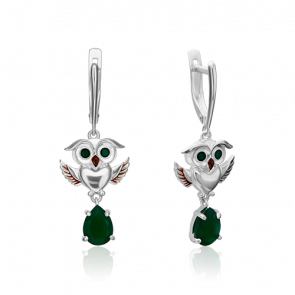 Серебряные серьги Platina с эмалью и халцедоном 02-4633-00-274-0200-68 фото