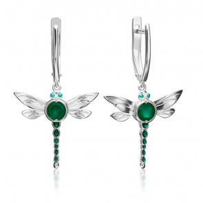 Серебряные серьги Platina с эмалью и халцедоном 02-4638-00-274-0200-68 фото
