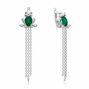 Серебряные серьги Platina с эмалью и халцедоном 02-4641-00-274-0200-68 фото