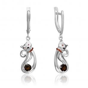 Серебряные серьги Platina с кварцем и эмалью 02-4644-00-202-0200-68 фото