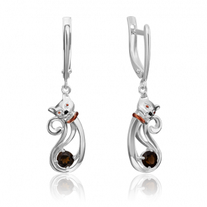 Серебряные серьги Platina с кварцем и эмалью 02-4644-00-202-0200-68 фото