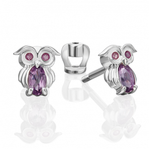 Серебряные серьги Platina с аметистом и эмалью 02-4648-00-203-0200-68 фото