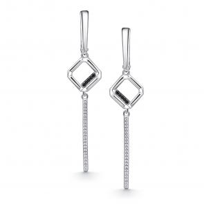 Серебряные серьги АЛЬКОР с фианитом 02-4679/КЦ10-17 фото