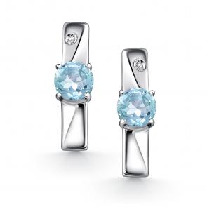 Серебряные серьги АЛЬКОР с топазом и бриллиантом 02-4682/БРТБ-00 фото